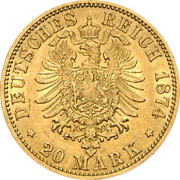 20 Mark Kaiserreich 1874-1888 Preussen Wilhelm I Jaeger 246
