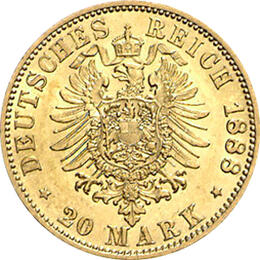 20 Mark Kaiserreich 1888 Preussen Friedrich III Jaeger 248