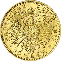 10 Mark Kaiserreich 1905-1912 Sachsen Friedrich August III Jaeger 267