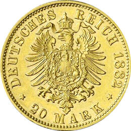 20 Mark Kaiserreich 1882 Sachsen Meiningen Georg II Jaeger 276