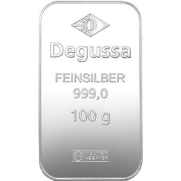 Silberbarren 100 Gramm Degussa
