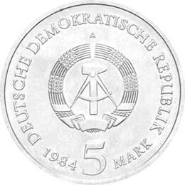 DDR 1984 5 Mark Gedenkmünze Rathaus Leipzig