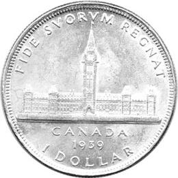 Canada Silber Gedenkmünze 1 Dollar Parlament 1939 