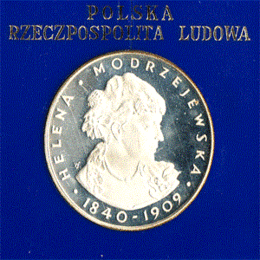 Polen 100 Zlotych Silber 1975 Helene Modrzejewska