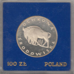 Polen 100 Zloty Silber 1977 Tierwelt Wisent