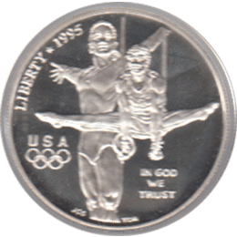 USA, 1 Dollar 1995, Turner an Ringen und Gymnastin