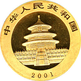 China Panda 1 Unze 2001 Goldpanda 500 Yuan