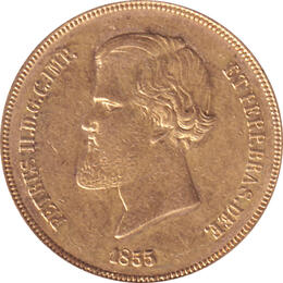 Brasilien 20000 Reis GoldmünzePedro 1855