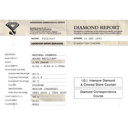 Diamant und Brillant 1,05 Carat mit Zertifikat IGI-F2C27407