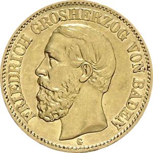 20 Mark Kaiserreich Baden 1872-1873 Friedrich I Jaeger 184