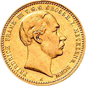 10 Mark Kaiserreich 1890 Mecklenburg Schwerin Jaeger 232 Friedrich Franz