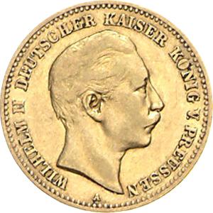 10 Mark Kaiserreich 1889 Preussen Wilhelm II Jaeger 249