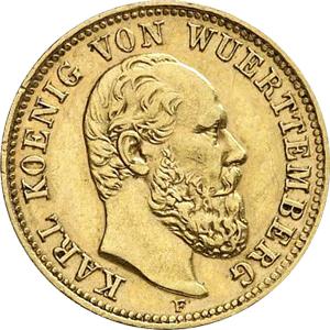 5 Mark Kaiserreich 1877 Württemberg Karl Jaeger 291