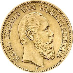 20 Mark Kaiserreich 1874-1876 Württemberg Karl Jaeger 293