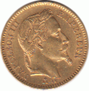 20 Franc Frankreich Napoleon III 1852-1870 mit Kranz