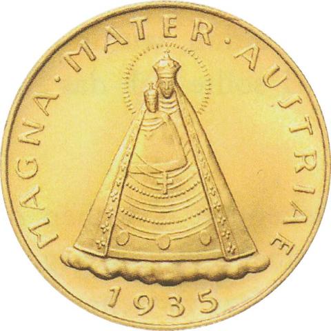 Österreich 1935 Magna Mater 100 Schilling Goldmünze