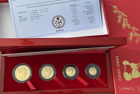 China Panda Proof Set 2002 Goldpanda mit Brillanten 