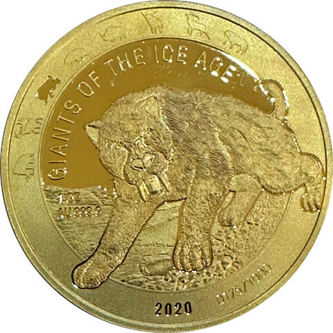 Säbelzahnkatze 1 Unze Gold 2020 Giganten der Eiszeit