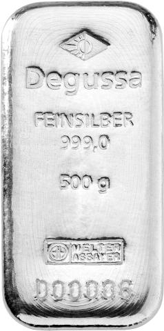 Silberbarren 500 Gramm Degussa