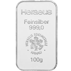 Silberbarren 100 Gramm Heraeus Umicore Degussa