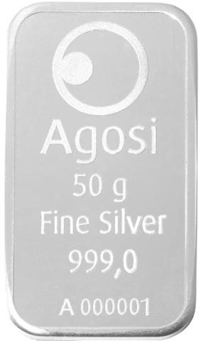 Silberbarren 50 Gramm Agosi