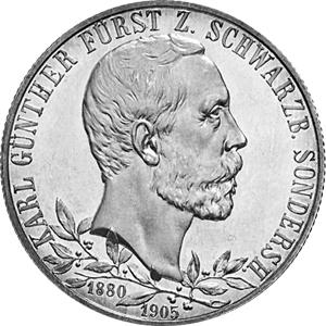 Jaeger 169 Schwarzburg Sondershausen 2 Mark Regierungsjubiläum 1905