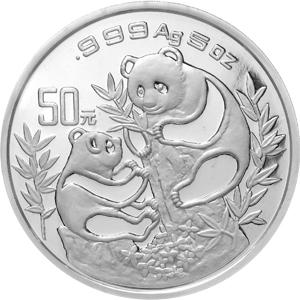 China Panda 5 Unzen 1993 Silberpanda 50 Yuan