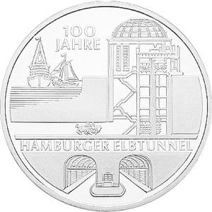 10 Euro Silber Gedenkmünze PP 2011 Hamburger Elbtunnel