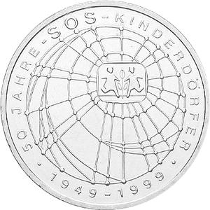 10 DM Silber Gedenkmünze SOS Kinderdörfer 1999