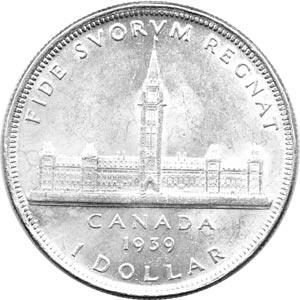 Canada Silber Gedenkmünze 1 Dollar Parlament 1939 