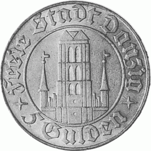 Freie Stadt Danzig 5 Gulden Marienkirche 1932