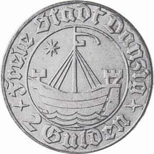 Freie Stadt Danzig 2 Gulden Doppelgulden Kogge 1932