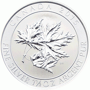 1,5 Unzen Silber Super Maple Leaf 2015 Kanada Royal Mint