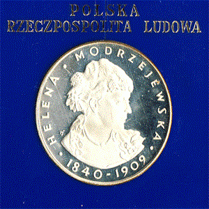 Polen 100 Zlotych Silber 1975 Helene Modrzejewska