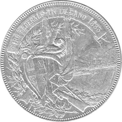 5 Franken Schützentaler Lugano 1883