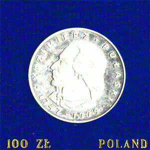 Polen 100 Zlotych Silber 1976 Kazimierz Pulaski