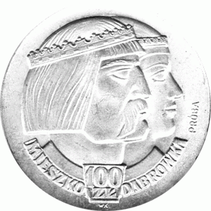 Polen 100 Zlotych Silber 1966 Mieszko Dabrowka