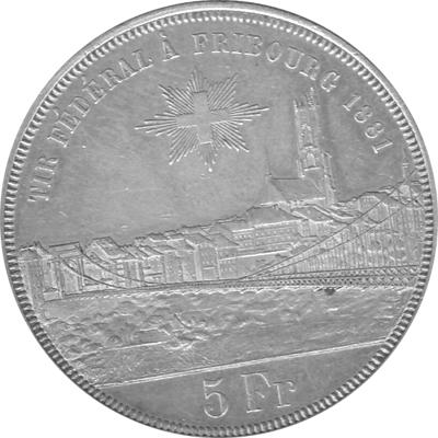 Schweiz 5 Franken 1881 Freiburg Schützentaler