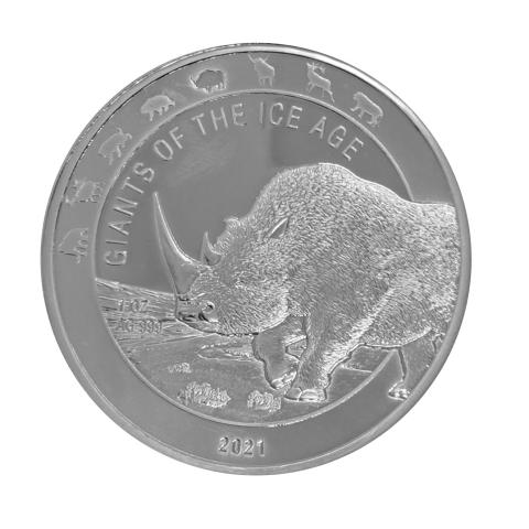 Giants of the Ice Age Silbermünzen 1 Unze Rhinoceros 2021