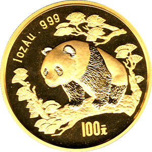 China Panda 1 Unze 1997 Goldpanda 100 Yuan