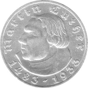 Martin Luther 5 Reichsmark Silbermünze