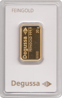 Goldbarren 20 Gramm Degussa
