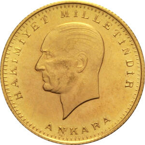 Türkei 100 Piaster Goldmünze Istanbul Atatürk seit 1923