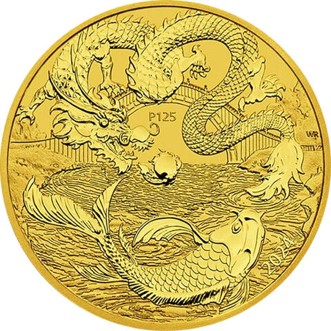 Australien Myths & Legends Dragon & Koi 1 Unze Gold 2024