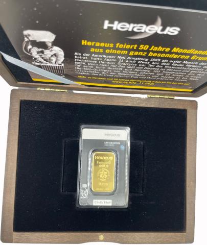 Goldbarren 1 Unze Heraeus Mondlandung 1969