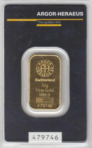 Goldbarren 10 Gramm Argor Heraeus