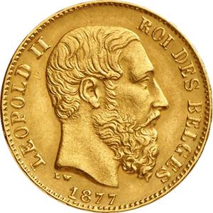 20 Francs Belgien Leopold II 1867-1882