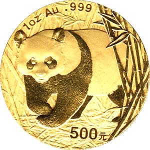 China Panda 1 Unze 2001 Goldpanda 500 Yuan
