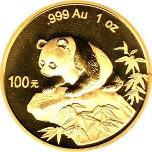 China Panda 1 Unze 1999 Goldpanda 100 Yuan