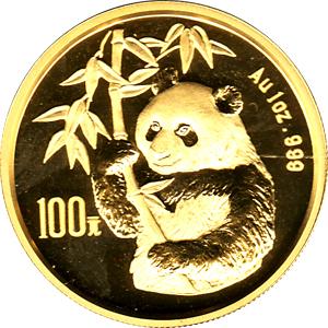 China Panda 1 Unze 1995 Goldpanda 100 Yuan